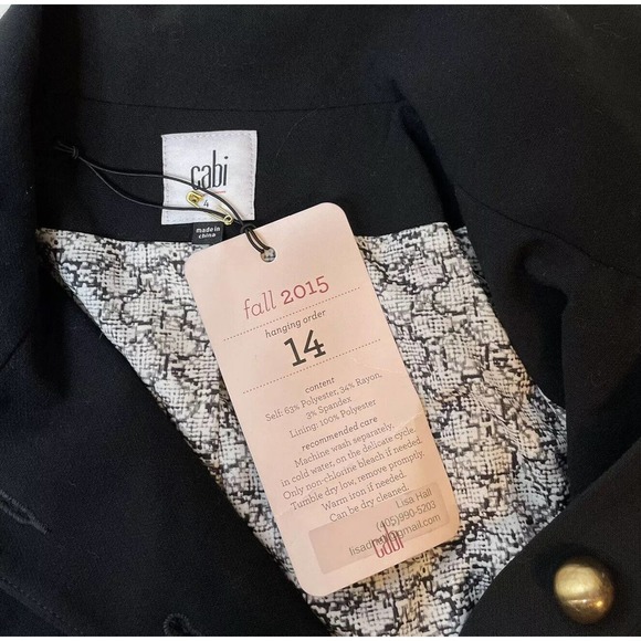 Cabi Womens Blazer Abbott Jacket Size 4 Black Blazer Style 3027 New NWT - Picture 4 of 5